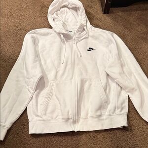Nike White Fleece Hoodie with Black Tag Size Medium Mens/ Womens Zipper